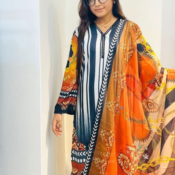 ফ্যাশনেবল দুবাই সিল্ক থ্রি-পিস(CODE-105)