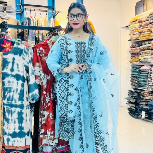 প্রিমিয়াম  জর্জেটের ,অর্গানজা পাকিস্তানি ইন্সপায়ার থ্রি-পিস (CODE-305)