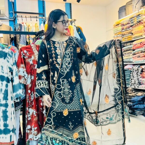 প্রিমিয়াম  জর্জেটের ,অর্গানজা পাকিস্তানি ইন্সপায়ার থ্রি-পিস (CODE-307)